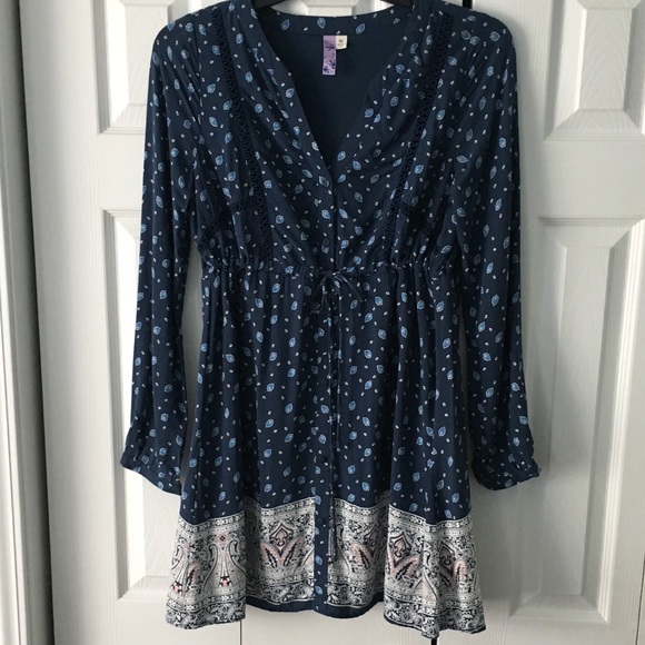 Alya by Francesca Blue Long Sleeve Floral Dress M - Picture 3 of 8